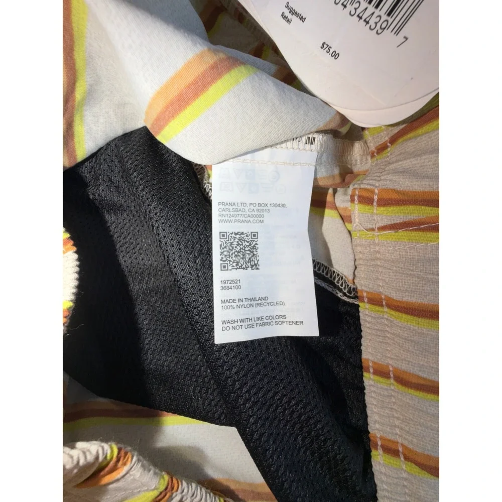 Prana Indio Heritage Shorts Mens XL Yarrow Striped Recycled 6 Inch Inseam NEW